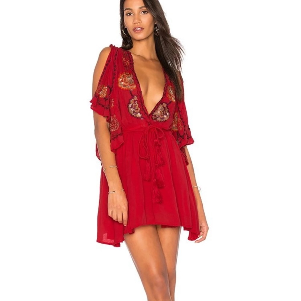 Red floral Cora embroidered Free People dress